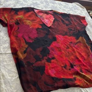 bryn Walker Red and Orange Floral Top